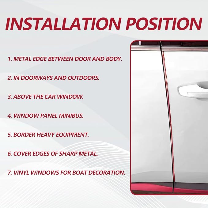16FT (5M) Car Door Edge Protector, Universal U Shape Trim Molding Rubber Seal Protector with Fits Most Cars (Red)
