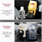 Dual Car Cup Holder Expander with 2.59" Base, 2-in-1 Universal Cup Holder Extender, 16 Cushion Pads for Stability, Expandable Top (2.87"-5.9") for Large Bottles, Mugs & Instant Noodle Bowls