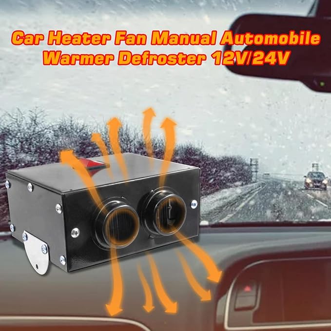 Car Heater - Windshield De-Icers Car Defogger 12V 500W Car Heater 2 in 1 Portable Car Heaters and Cooling Fan with Purification for Winter 2 Holes