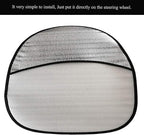 Universal Car Steering Wheel Sun Shade Cover, 2PCS Heat-Resist Aluminum Foil Steering Wheel Cover for Most of Car SUV Truck Van,17.32x19.68inch/44x50cm