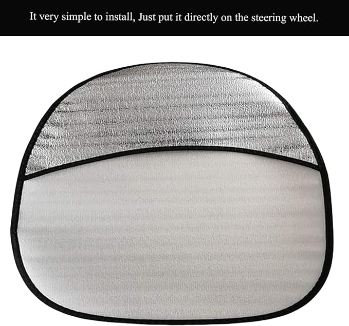 Universal Car Steering Wheel Sun Shade Cover, 2PCS Heat-Resist Aluminum Foil Steering Wheel Cover for Most of Car SUV Truck Van,17.32x19.68inch/44x50cm