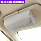 Sunglasses Holder for Car Sun Visor, Leather Car Sunglass Holder with Hidden Magnetic Closure, Clip On Glasses Case, Universal Storage Box Organizer Accessories (Gray)
