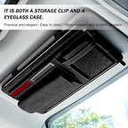 Car Sun Visor Organizer, Multi-Pocket Vehicle Sun Visor Storage Pouch with Sunglasses Box, Auto Interior Sunshade Eyeglasses Card Holder Organizers, Universal for SUV Sedan Truck (Black)