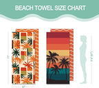 2 Pack Microfiber Beach Towel, Quick Dry Travel Towel Large Sand Free Towel for Beach, Camping, Swim Pool, Gym, Sports& Yoga 71"x32", Retro Tropics/Tropical Sunset