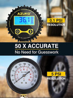 Digital Tire Inflator with Pressure Gauge, 200 PSI, Heavy Duty Air Compressor Accessories, with Rubber Hose Lock on Air Chuck and Quick Connect Coupler, Comes with a Portable Carrying Box