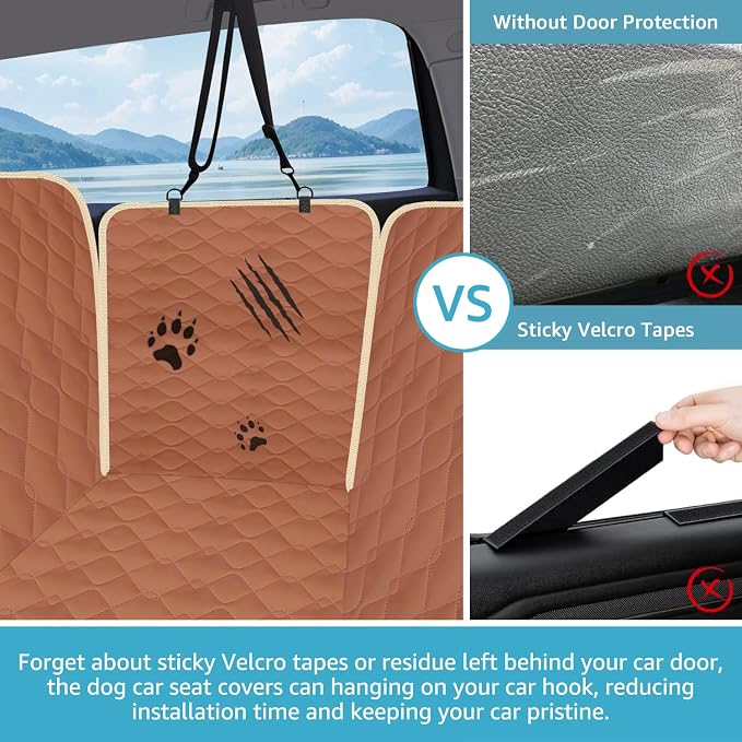 XL Truck Dog Seat Cover Back Seat with 2 Seat Belts, Dog Car Hammock for Large SUV and Trucks Compatible with F150 F250/Chevrolet Silverado/Ram Pickup/GMC Sierra/Toyota Tundra and Crew Cab