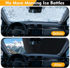 Windshield Cover, 600D Oxford Automotive Windshield Snow Cover for Ice, Snow, Frost & Sunlight, Vehicle Window Protector Windscreen Shield with Mirror Cover for Sedan & Medium SUVs