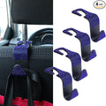 4PCS Bling Car Seat Headrest Hooks, Vehicle Back Seat Purse Handbag Hanging Holder with Crystal Rhinestone, Diamond Storage Organizer Hook,Bling Car Accessories for Women (Blue)