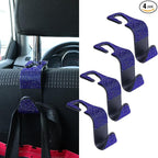 4PCS Bling Car Seat Headrest Hooks, Vehicle Back Seat Purse Handbag Hanging Holder with Crystal Rhinestone, Diamond Storage Organizer Hook,Bling Car Accessories for Women (Blue)