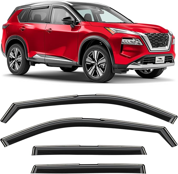 Voron Glass in-Channel Extra Durable Rain Guards for Nissan Rogue 2021-2026, Window Deflectors, Vent Window Visors, 4 Pieces - 200744