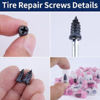 110 PCS Tire Repair Screws, Vacuum Tire Plug Kit Spiral Rubber Nail, Tire Plugs Screw Type Fast Tool Self Screw in Tire Plugs, Tire Repair Kit for Car, Truck, Motorcycle Tire Puncture Repair