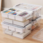 80Qt Stackable Storage Bins with Lids & Trays, Clear Plastic Latching Boxes Organizers with Dividers Portable 20Gal Containers for Arts & Crafts, Home and Car Trunk Organization, 4Pack