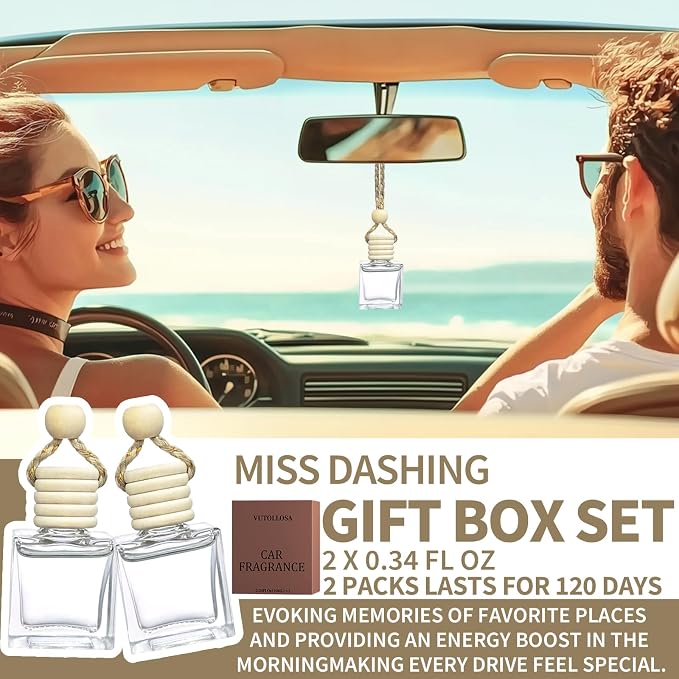 2-Pack Car Fresheners Long Lasting & Car Deodorizer - Miss Dashing Hanging Car Air Freshener for Women, Car Necessities & Scent Diffuser by