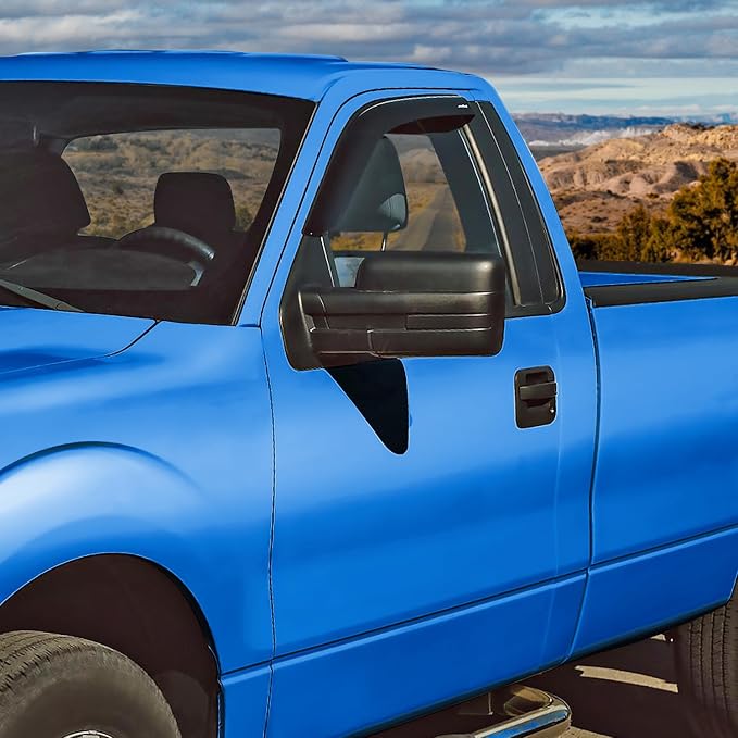 Goodyear Shatterproof Window Deflectors for Ford F150 2009-2014 Regular Cab, Tape-on Rain Guards, Window Visors, Vent Deflector, Vent Visor, Truck Accessories, 2 pcs - GY008940