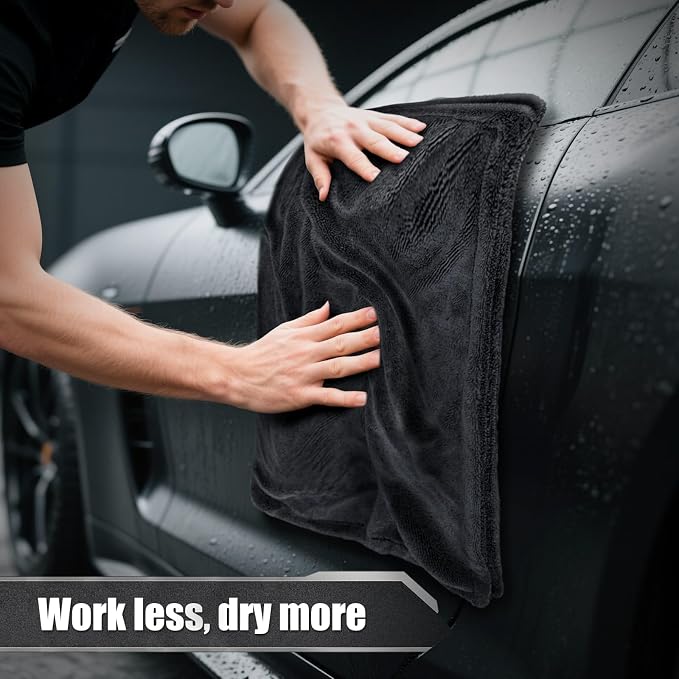 24"x36" Twisted Loop Car Drying Towel, 1400GSM, Streak Free, Lint Free, Reusable, Double Sided Super Absorbent, Car Accessories, Microfiber Cleaning Cloth for Car, Truck, SUV