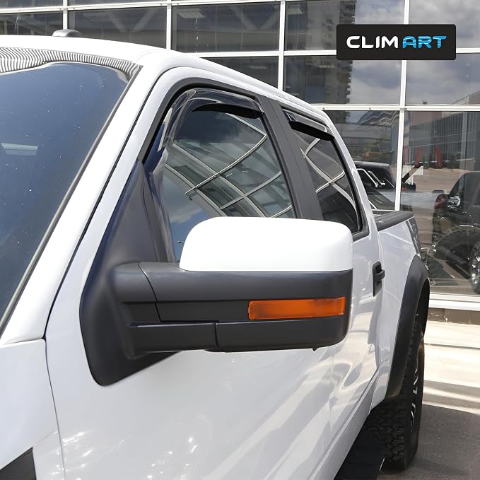 in-Channel Incredibly Durable Rain Guards for Ford F-150 SVT Raptor 2011-2014 SuperCrew, Original Window Deflectors, Vent Window Visors, Vent Deflector, 4 pcs.- 611196