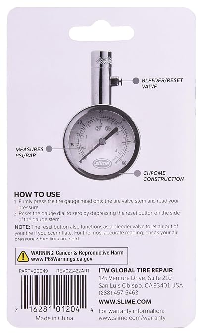 20049 Tire Pressure Gauge, Large Face Dial Analogue Gauge, 5-60 PSI