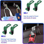 Bling Car Seat Headrest Hooks, 4PCS Crystal Rhinestone Vehicle Back Seat Hanger Holder for Handbags Purses Coats, Automotive Headrest Storage Organizer, Universal for RV SUV Truck (Green)