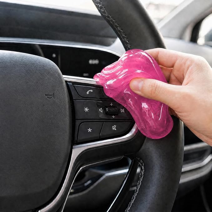 Car Cleaning Gels, Reusable Dashboard Dust Removal Slime Auto Detail Cleaner, Universal Cleaning Putty Air Vent Dusting Mud Fits for Vehicles Keyboards Laptops Keys (Pink)