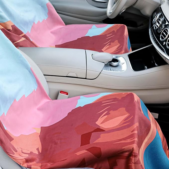 Car Seat Towel Covers with Storage Bag, 63 x 32 Inch Universal Non Slip Waterproof Sweat Protector for Car Truck, Gym Swimming Running, Machine Washable(2 Pack,Grand Canyon)
