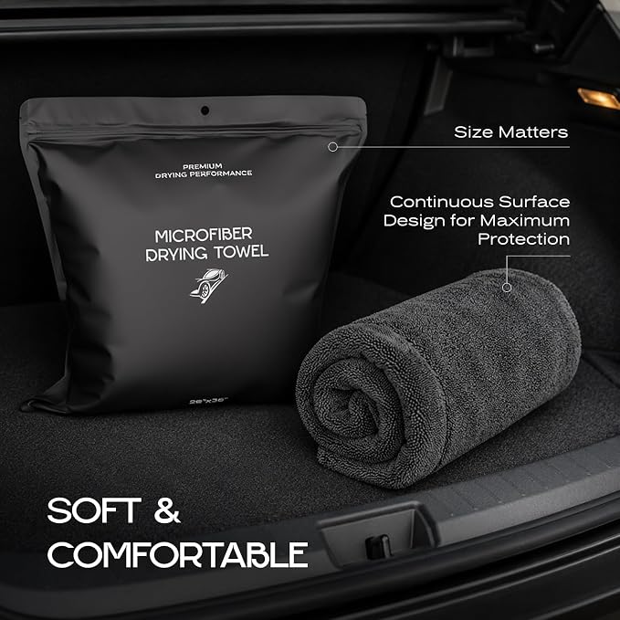 Premium Dual Sided Microfiber Car Drying Towel 28" х 36" 1300 GSM, Extra Large Absorbent Microfiber Towel for Cars, Trucks & SUVs, Lint Free Scratch Free Car Detailing Drying Cloth