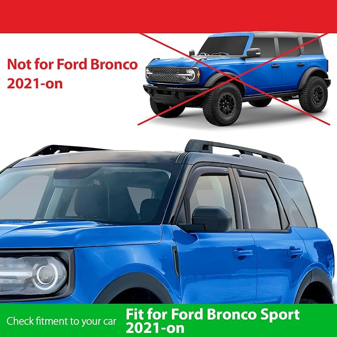 Goodyear Shatterproof in-Channel Window Deflectors for Ford Bronco Sport 2021-2026, Rain Guards, Window Visors for Cars, Vent Deflector, Car Accessories, 4 pcs - GY008094