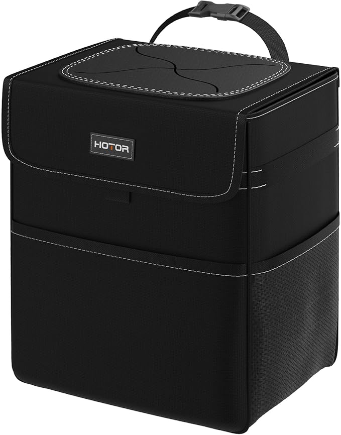 Car Trash Can - 3.5 Gallon Ultra Large Car Organizer and Storage with Adjustable Straps & Magnetic Snaps, Waterproof Car Accessory for Interior Car Storage with Unrestricted Placement (Black)