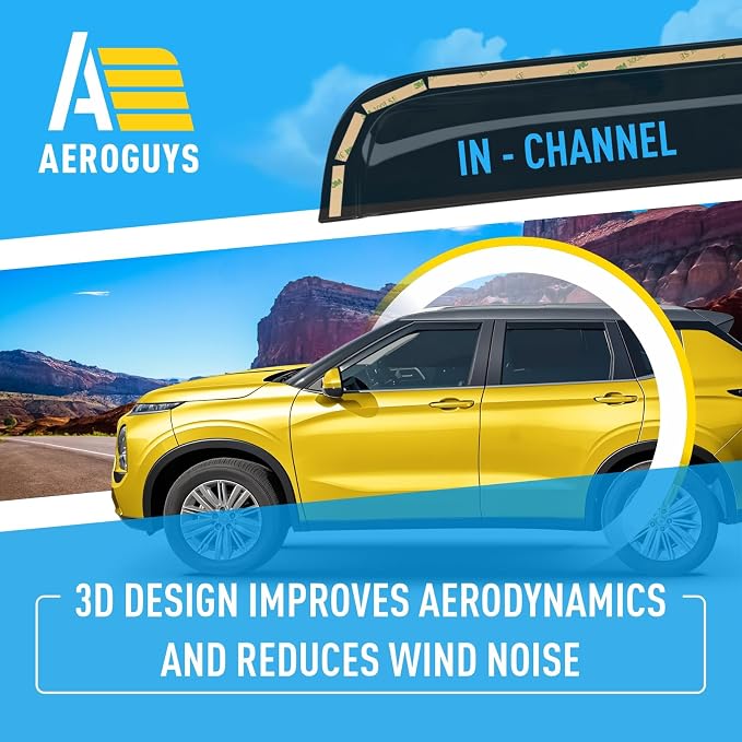 Extra Durable Window Deflectors in-Channel Window Visors Rain Guards Fit for Mitsubishi Outlander 2022-2026, Sun Visors, Wind VentVisors, Vent Shades, Exterior Car Accessories - 4 pcs. AG0848