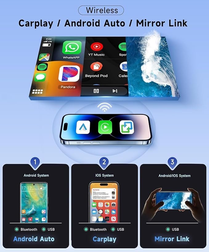 Android 14 Double Din Car Stereo Upgrade Radio for Passat Jetta Tiguan Beetle Golf MK6, 9" Touchscreen Carplay Android Auto GPS WiFi Bluetooth RDS DSP SWC Mirrorlink Mic Backup Camera