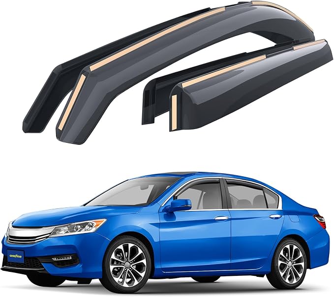 Goodyear Shatterproof in-Channel Window Deflectors for Honda Accord 2013-2017 Sedan, Rain Guards, Window Visors for Cars, Vent Deflector, Car Accessories, 4 pcs - GY008441