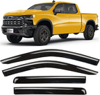 Side Window Visors Rain Guards Vent Deflectors for 2019-2025 Chevrolet Silverado/GMC Sierra 1500 Crew Cab 2022 LTD, 2020-2025 Silverado/Sierra 2500HD 3500HD Crew Cab, Pickup Truck Accessories 94805