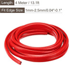 U Channel Edge Trim, 13.1ft Length Rubber Guard Seal Strip Edge Protector Fit for 1-2.5mm Edge, (15/64" W x 25/64" H) Red