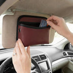 Car Seat Side Pocket Organizer, Multifunctional Leather Console Side Storage Pouch with Card Holder, Waterproof Phone & Sunglasses Pocket Bag for Car Door Seat Console (Red)