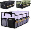 Car Trunk Organizer with Lid,Collapsible Car Storage Organizer with Multi Compartments and Securing Straps for SUV,Sedan,Jeep-Cyan