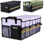 Car Trunk Organizer with Lid,Collapsible Car Storage Organizer with Multi Compartments and Securing Straps for SUV,Sedan,Jeep-Cyan