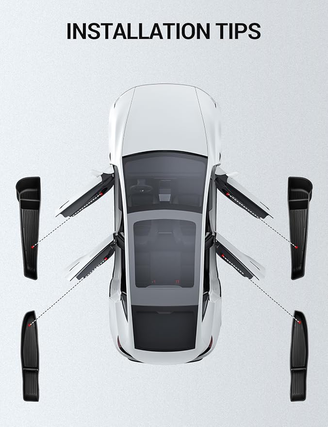 2026 Tesla Model Y Juniper & Model Y L Door Side Storage Box Door Pocket Liner Side Organizer Tray Waterproof TPE Front & Rear Model Y Juniper (Standard/Premium/Performance 2025/2026)