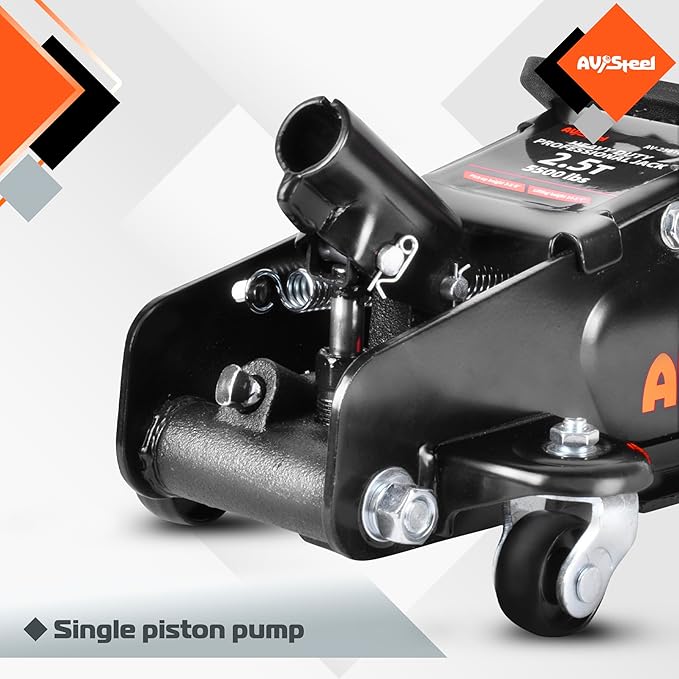 Low Profile Floor Jack 2.5 Ton (5000 lbs), Lift Range 3.4" to 14.6" for Cars & Sedans, Hydraulic Steel Jack with Single Piston Pump - Not for Trucks or SUVs