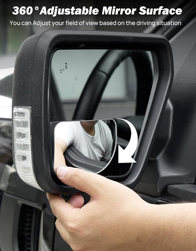 XLarge Blind Spot Mirror 2 Pack 3.7‘’×2.5‘’ HD Frameless Convex Glass for Wide Angle View and Safer Lane Changing Compatible with SUVs Trucks RVs Easy Stick On & Long Lasting Durability