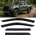 4PCS Outside Mount Side Window Visors Compatible with Ford Ranger SuperCrew 2019-2023, Smoke Tint Tape On Rain Guards Vent Deflectors for Ford Ranger 19-23,no Drill, Easy Installation