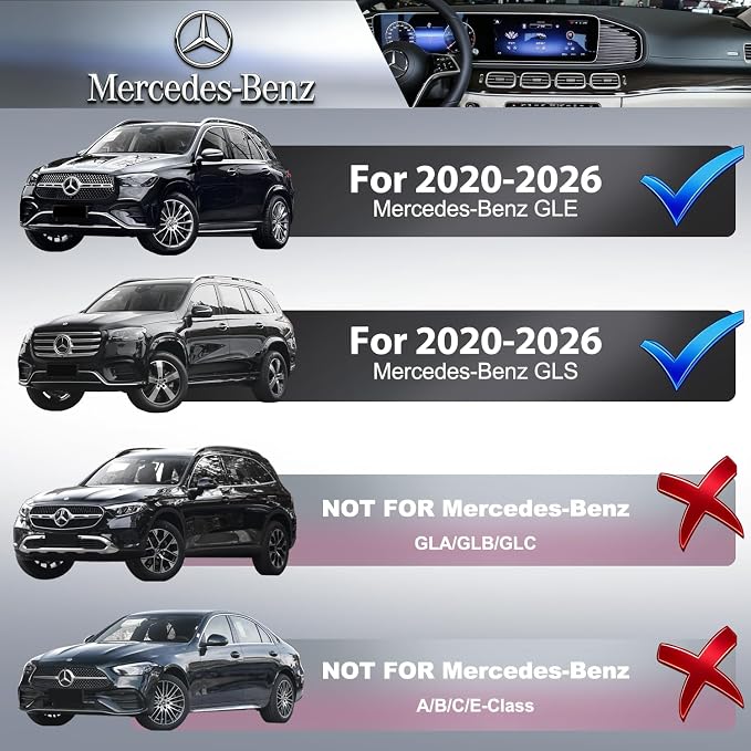 15W Magsafe Car Mount Charger for Mercedes-Benz 2020-2026 GLE GLS, Magnetic Wireless Car Charger, 360° Rotation Car Phone Holder, No-Damage Installation, Exclusive Custom Fit for GLE GLS Accessories