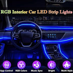 Interior Car LED Strip Lights, RGB 6 in 1 Ambient Lighting Kits with 315 inches Fiber Optic, 16 Million Colors APP Wireless Control Car Neon Lights, with Music Sync Function