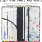 Premium Car Registration & Insurance Card Holder with Magnetic Shut, Vehicle Glove Box Car Organizer - For Documents, Cards, License (Sunflower A)
