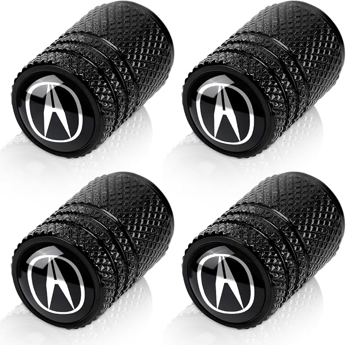 4pcs Tire Valve Stem Caps, Compatible with Acura NSX RDX CDX RLX TLX TLX-L ILX RLX Series Stem Cap Universal Car Air Cover Car Accessories for Cars, SUV, Truck, Motorcycles Black