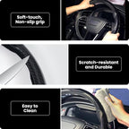 Hiseanllo Carbon Fiber Steering Wheel Cover 3PCS Set – Anti-Slip, Scratch-Resistant, Universal Fit for 14–16 Inch Wheels – Interior Car Accessories for Cars, SUVs, Trucks (Black)