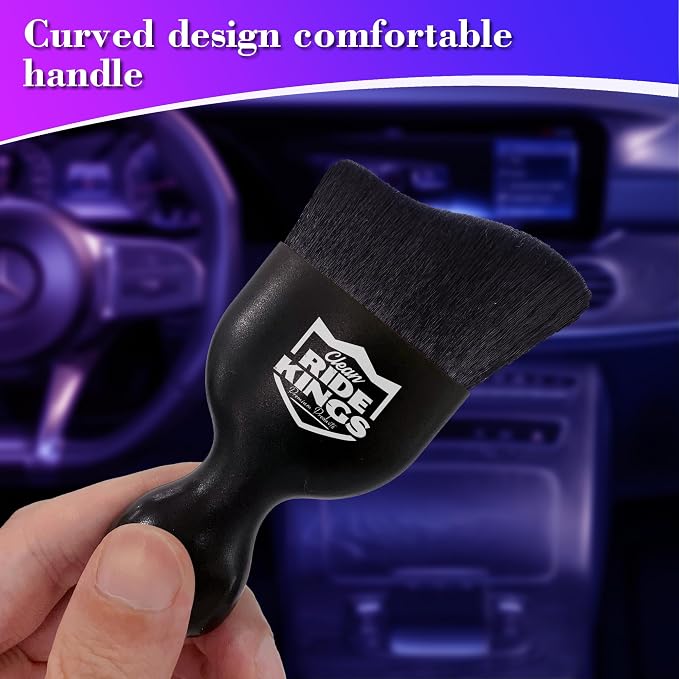Car Interior Detailing Brush - Black, 2 Pack | Cleans auto vents, panel crevices & seat seams. Soft bristles with cover. Perfect vehicle care gift for men and women.