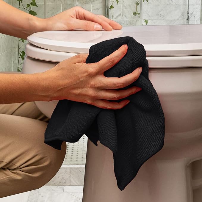 Microfiber Cleaning Cloths (Value Pack of 48) - Size 16 x 16 Inches, Highly Absorbent Cleaning Rags, Lint Free, Reusable and Washable, Microfiber Towels for Cars