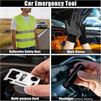 Car Roadside Emergency Kit, Portable Auto Air Compressor Tire Inflator, Jumper Cable, Car Emergency Kits for Teenagers, Black