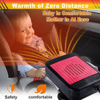 Portable Car Heater & Defroster – 12V 200W Fast Heating and Cooling Fan | Plug In Cigarette Lighter Windshield Defogger,with 360° Rotatable Portable Car Heaters for Vehicle, Car, SUV & RV