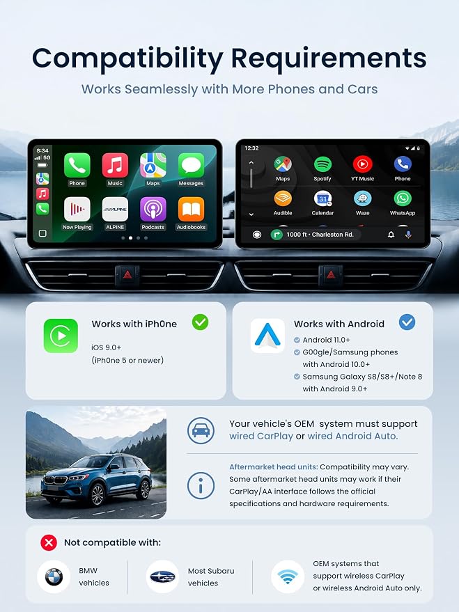 Wireless CarPlay Adapter, Magic AI Box with HDMI Output | CarPlay Wireless Adapter, Wireless Android Auto, Dual Wi-Fi, Split Screen, Smoother App switching, HDMI Mirroring, CB4DT-BK