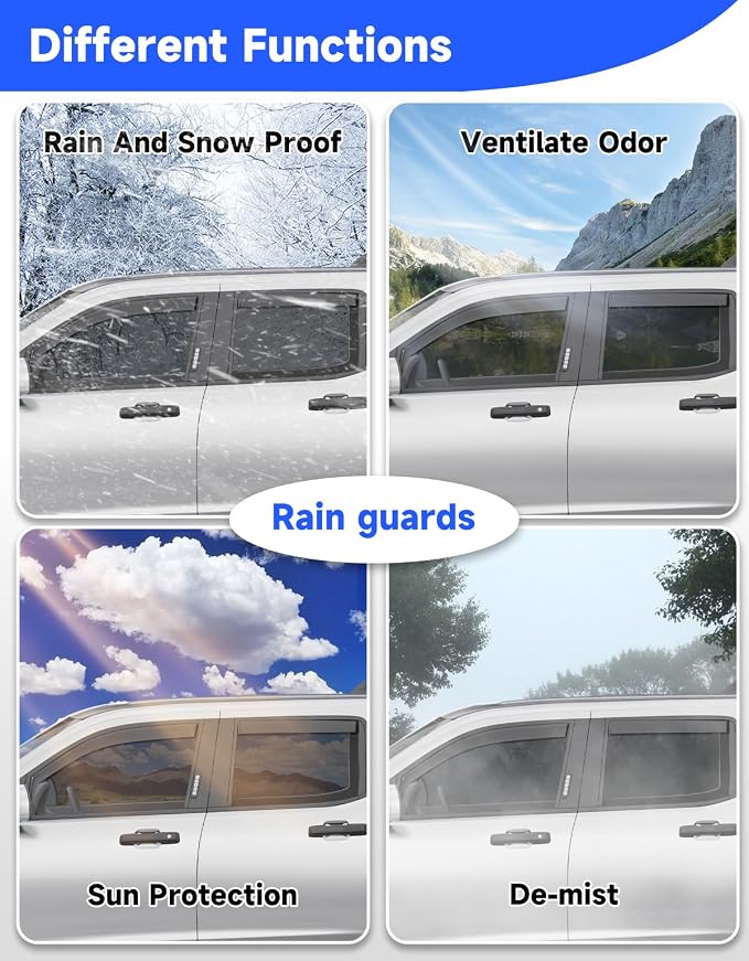 in-Channel Rain Guards Fit for Ford Maverick 2022 2023 2024 2025 2026 Truck, Window Rain Guards Visors Vent Visors Window Deflector Vent Shades Car Accessories -4 pcs